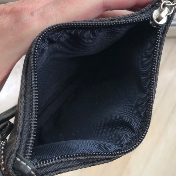 Coach Black Leather and Logo Print Fabric Wristlet bag with tag - Picture 6 of 16
